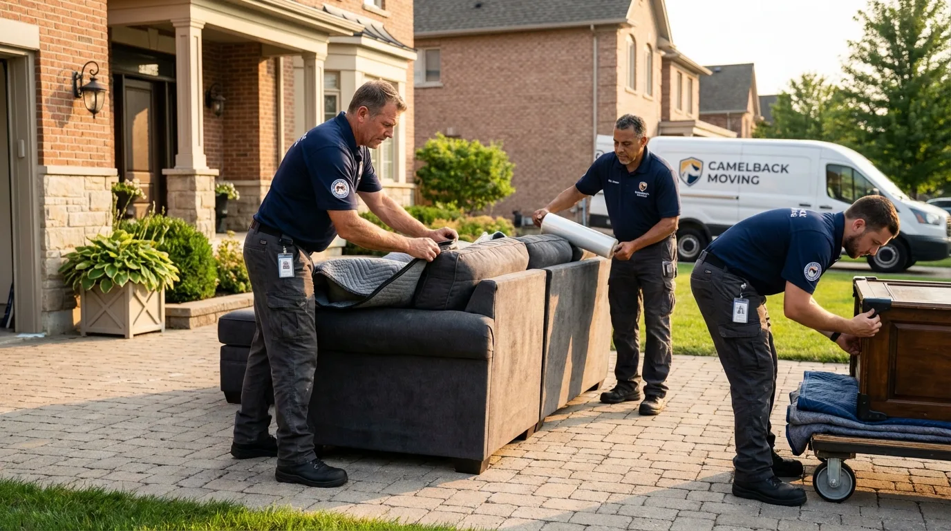 Large estate moving crew wrapping furniture in Metairie, LA